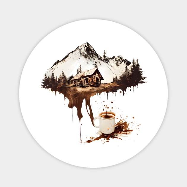 Cup of Coffee Splash of Mountains Magnet by MLArtifex